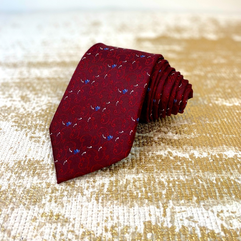 TASSO ELBA SPA Men’s Red Burgundy Maroon Silk Necktie | Business Career Office